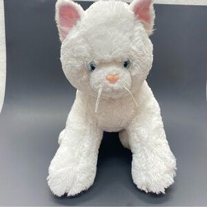 Build-A-Bear Cream Puff Kitty Cat White Kitten Plush Aqua Blue Eyes Soft Cuddles